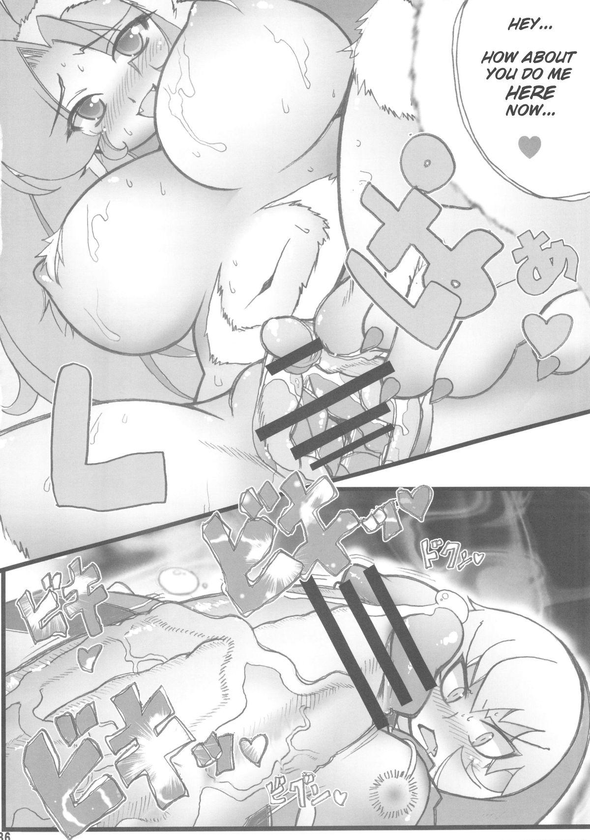 (C84) [Mayoineko (Ato)] Chou Kyokon Futanari na Bulleta-san to Bakunyuu Mesunyanko na Felicia-san ga Love Love Sex suru Manga (Cat Dancer Resurrection) (Darkstalkers) [English] 5