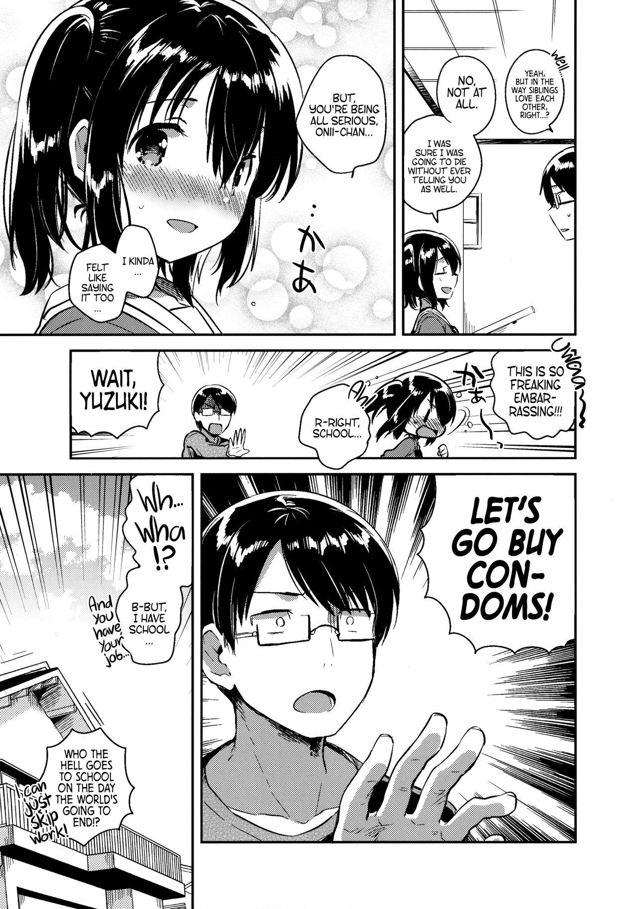 Gay Gangbang Sekai ga Metsubou Suru node Imouto to Sex Suru | The world is ending, so I'm having sex with my little sister Dicksucking - Page 9