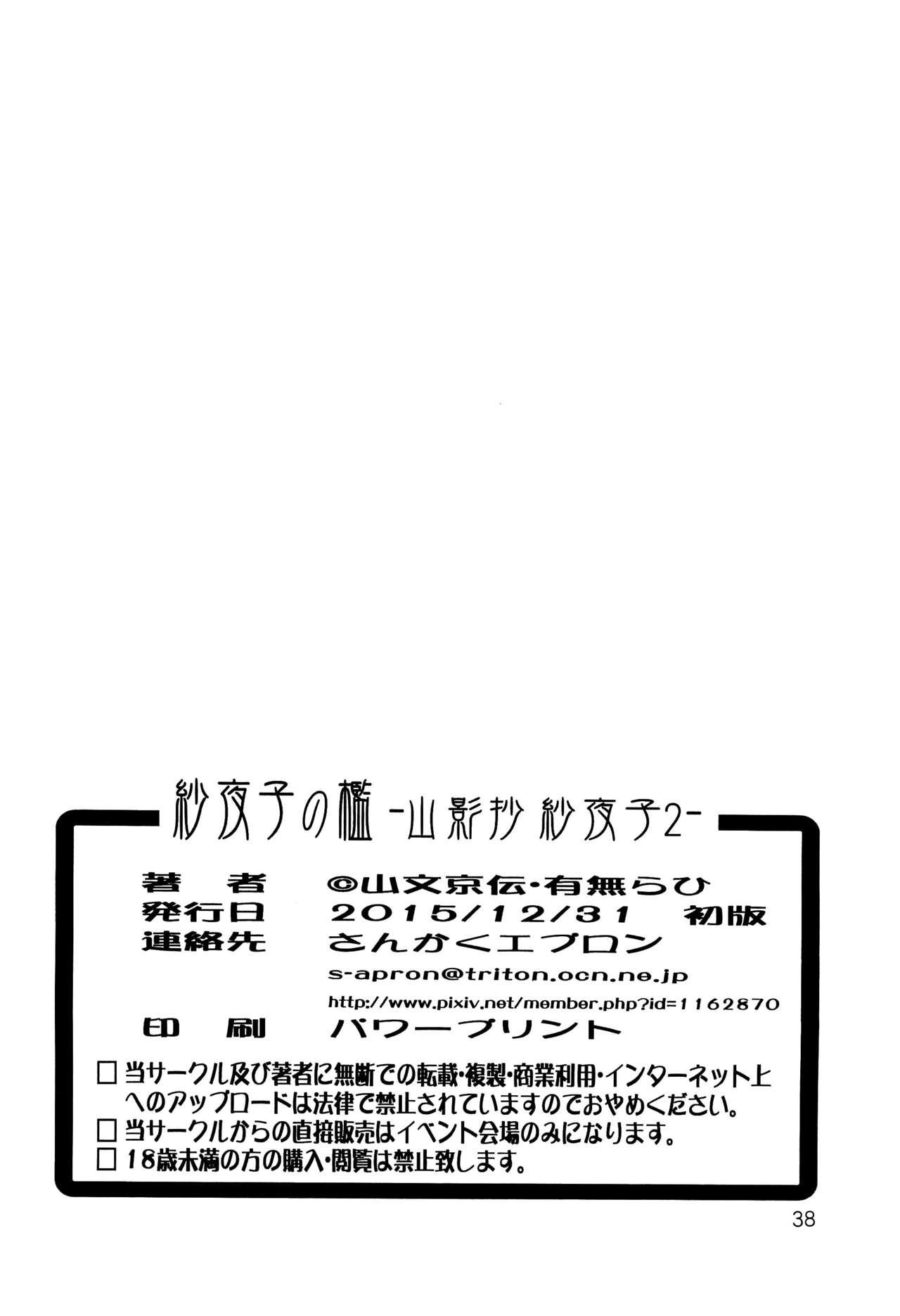 (C89) [Sankaku Apron (Sanbun Kyoden, Umu Rahi)] Sayoko’s Cage -Sayoko Saneisho 2- | Sayoko no Ori -Saneishou Sayoko2- [English] [Zero Translations] 36