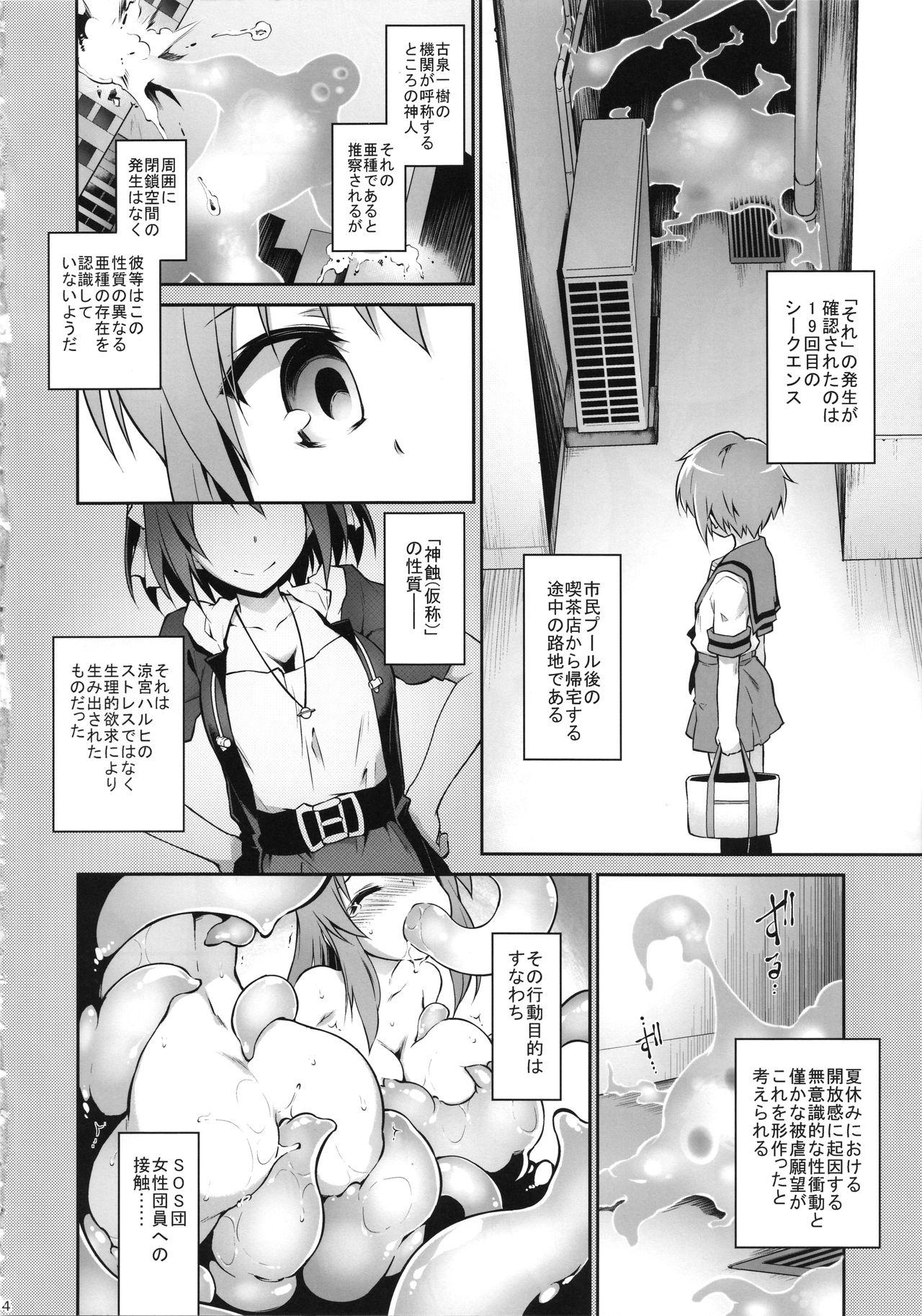 Creampies Ruiseki Kairaku Jouhougun - The melancholy of haruhi suzumiya Doll - Page 3